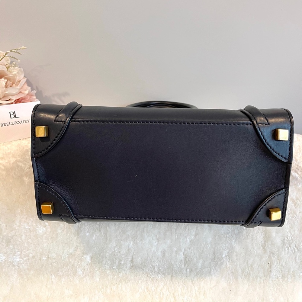 💙 Celine Micro Luggage 💙 Navy Blue GHW Tote Bag - Picture 6 of 15
